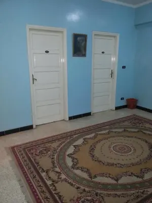 an empty room with two doors and a rug at Fontana Hostel luxor in Luxor