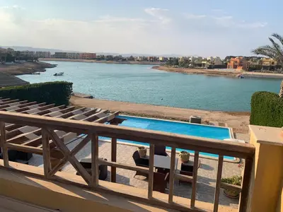 a view of a river from a balcony at 3Bedrooms Villa with Private Pool and direct Lagoon Access in Hurghada