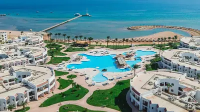 an aerial view of the resort and the beach at Sunrise Alma Bay Resort in Hurghada