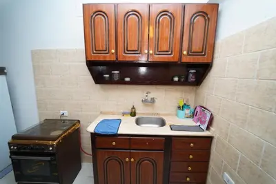 a kitchen with a sink and a stove at Flower of Desert in Luxor