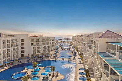 an aerial view of the pool at the resort at Pickalbatros Blu Spa Resort - Adults Friendly 16 Years Plus- Ultra All-Inclusive in Hurghada