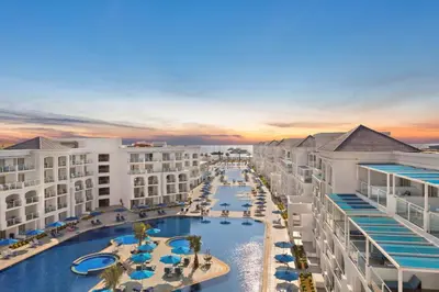 an aerial view of the pool at the resort at Pickalbatros Blu Spa Resort - Adults Friendly 16 Years Plus- Ultra All-Inclusive in Hurghada