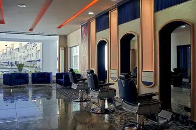 a hair salon with chairs and a barber shop at Pickalbatros Blu Spa Resort - Adults Friendly 16 Years Plus- Ultra All-Inclusive in Hurghada