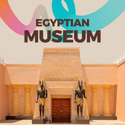 a picture of the egyptian museum with two statues in front of a building at Neverland City Hurghada - Pickalbatros in Hurghada