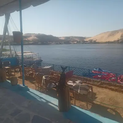 a view of the water from the deck of a boat at hooly nubian in Aswan