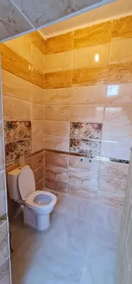 a bathroom with a toilet and a wooden wall at Rema Nubian Guest House in Aswan