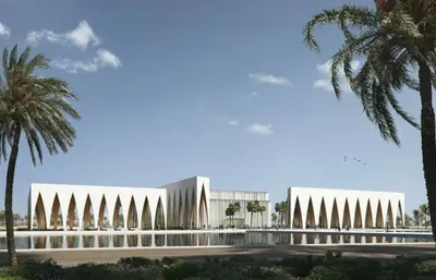 a rendering of a building with palm trees at Lagoon View Penthouse - El Gouna Paradise Escape in Hurghada