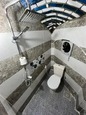 a bathroom with a toilet in a room at Noura hasel nubian house in Aswan