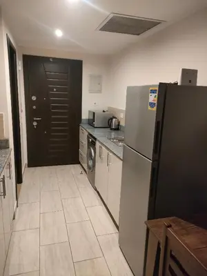 a kitchen with a refrigerator and a dishwasher at Aldau Heights lovely studio in Hurghada
