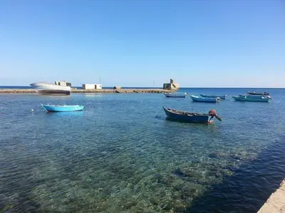 a group of boats sitting in the water at Sunny sea in Quseir