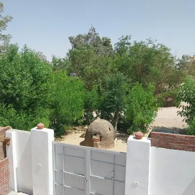 a white fence in front of a yard with trees at desert pearl beautiful cosy new home in Luxor