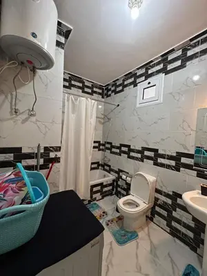 a bathroom with a white toilet and a sink at Villa Set ma'at Nile view in Luxor