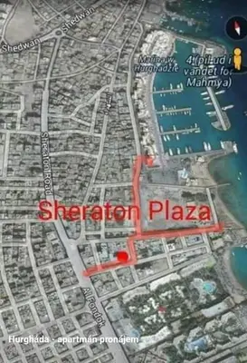 a map of a city with red writing on it at Alena Lempachova in Hurghada