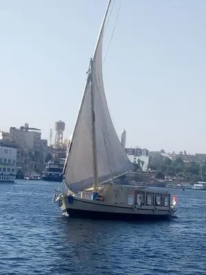 a small boat with a sail in the water at Nile Felucca Adventure in Aswan
