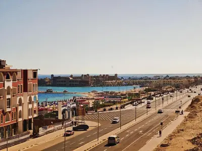 a view of a city with a road and buildings at Sea Dreams @ Hurghada Dreams in Hurghada