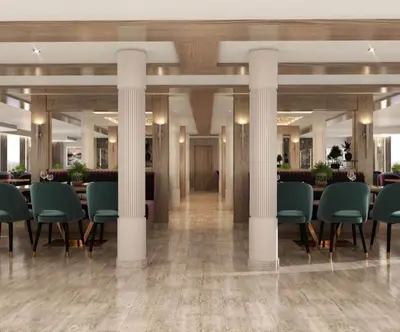 a lobby with chairs and tables and columns at Nefertari Nile Cruise From Luxor 4&7 Nights, Every Saturday, Monday And Thursday Including tours in Luxor