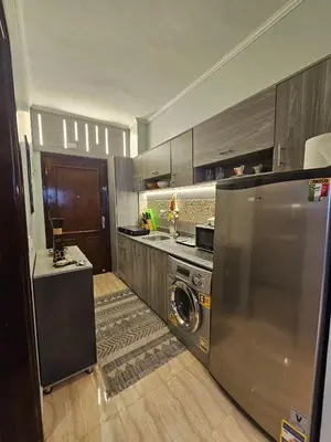 a large kitchen with a washer and dryer in it at Hurghada - Apartment Blue Lagoon in Hurghada