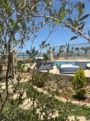 a view of a swimming pool through the trees at Villa Anna & Snake in Hurghada